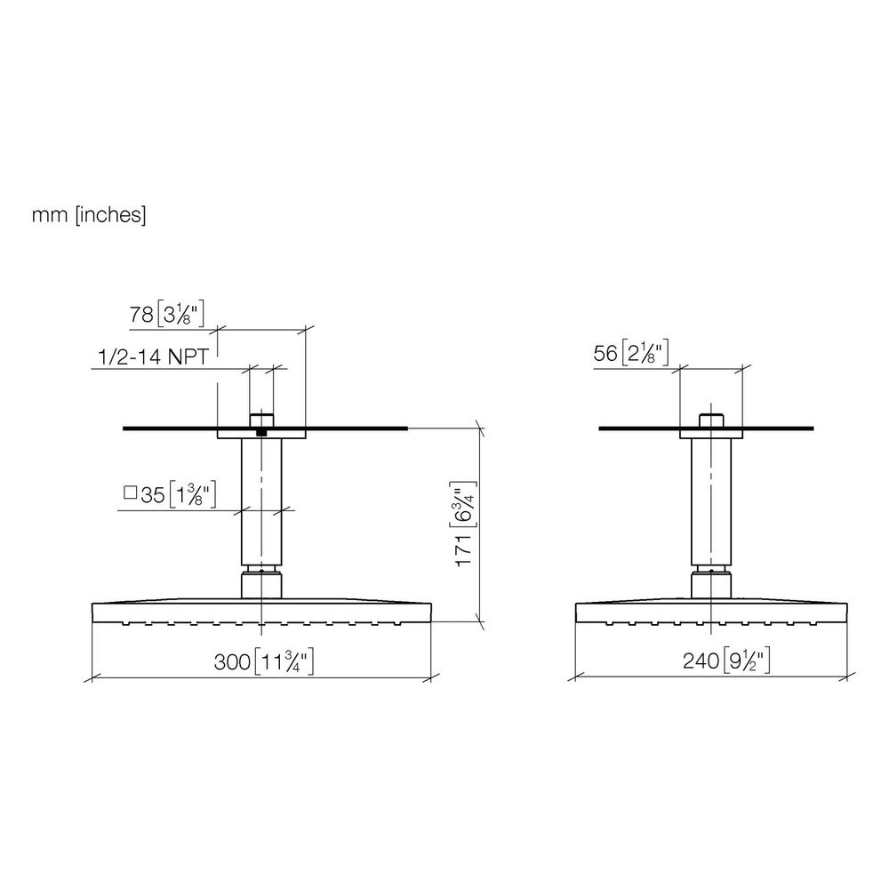 Dornbracht Regenbrause mit Deckenanbindung 300x240mm 14l/min G 1/2", Chrom... DORNBRACHT-28771710-00 4099477470719 (Abb. 3)