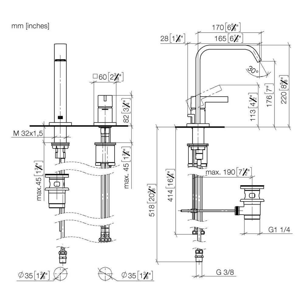 Dornbracht Waschtisch-Zweilochbatterie IMO starrer Auslauf 165mm, 4,5l/min, Gol... DORNBRACHT-29217671-37 4099477436357 (Abb. 3)
