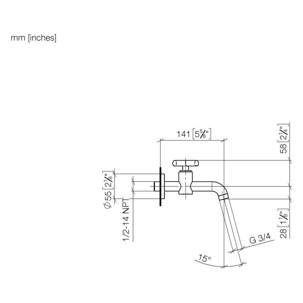 Dornbracht Wandventil Tara Kaltwasser o. Ablaufg., starr, Ausladung 140mm, max.... DORNBRACHT-30010892-39 4099477348490 (Abb. 3)