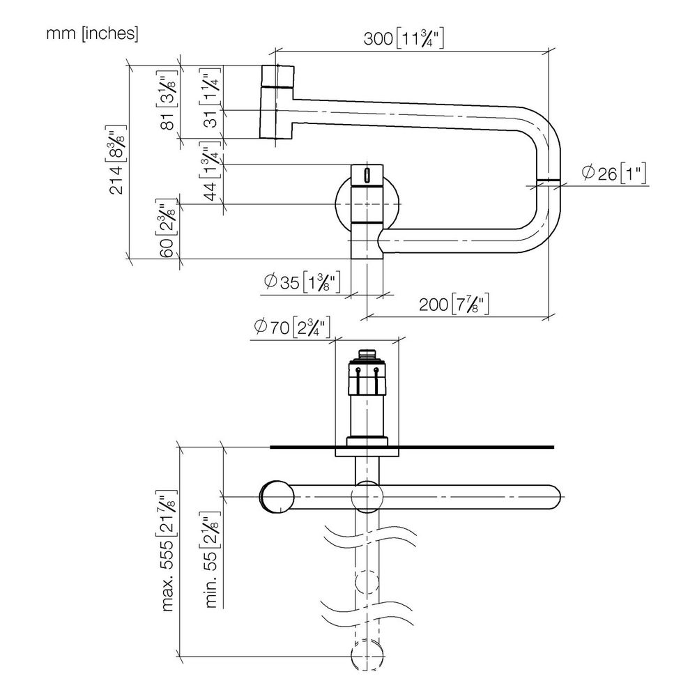 Dornbracht Kaltwasserventil Tara Ultra Pot Filler schwenkbar, Ausladung 500mm, ... DORNBRACHT-30805875-93 4029011983924 (Abb. 3)