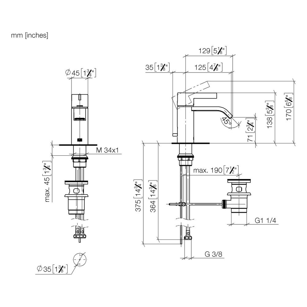 Dornbracht Wannen-Einhandbatterie IMO für Wandmontage ohne Garnitur Ausladung 1... DORNBRACHT-33500671-99 4099477159676 (Abb. 3)