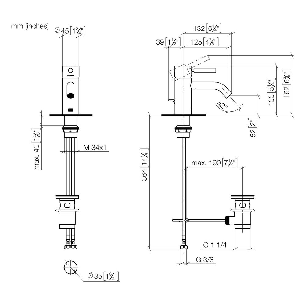 Dornbracht Waschtisch-Einhandbatterie Meta mit Ablaufgarnitur, Ausladung 125mm,... DORNBRACHT-33501660-42 4099477209050 (Abb. 3)