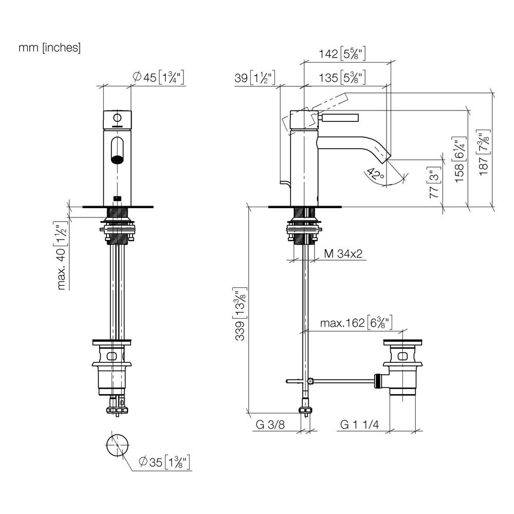 Dornbracht Waschtisch-Einhandbatterie Meta mit Ablaufgarnitur, Ausladung 135mm,... DORNBRACHT-33502660-43 4099477465579 (Abb. 3)