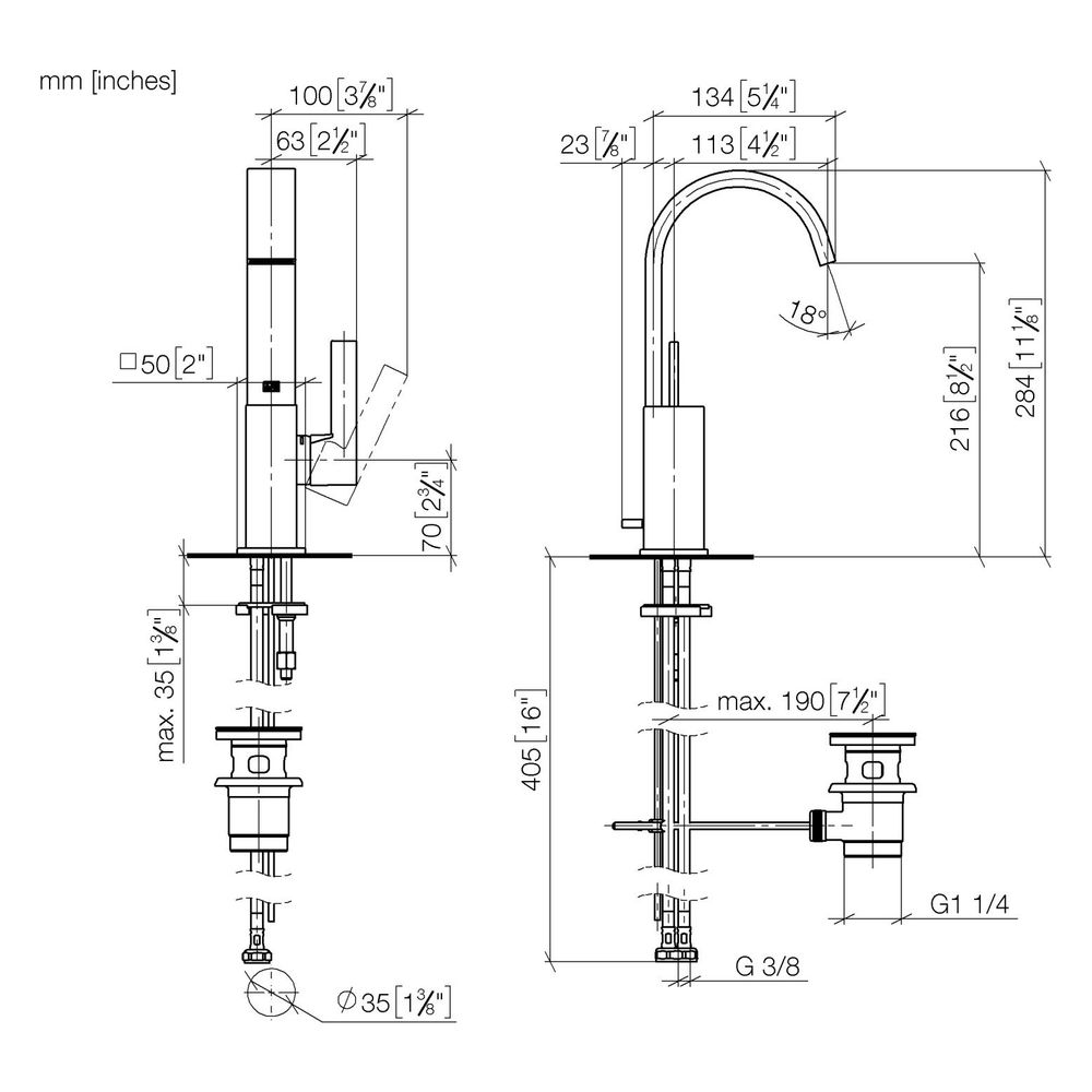 Dornbracht Waschtisch-Einhandbatterie Mem, mit Ablaufgarnitur, starrer Auslauf,... DORNBRACHT-33502782-00 4099477011677 (Abb. 3)