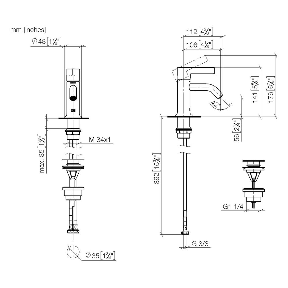 Dornbracht Waschtisch-Einhandbatterie Vaia mit Ablaufgarnitur, starr, Ausladung... DORNBRACHT-33505809-39 4099477348728 (Abb. 3)