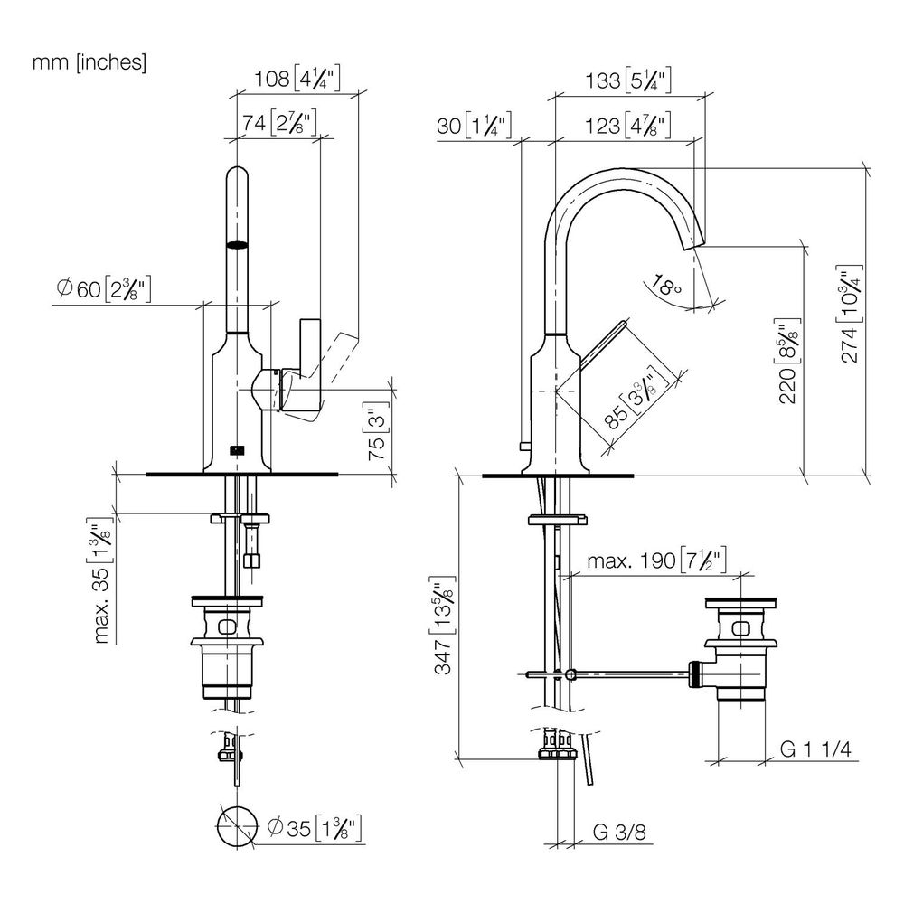 Dornbracht VAIA Waschtisch-Einhandmischer mit Ablaufgarnitur 33510809 Dark Plat... DORNBRACHT-33510809-99 4029011745461 (Abb. 3)