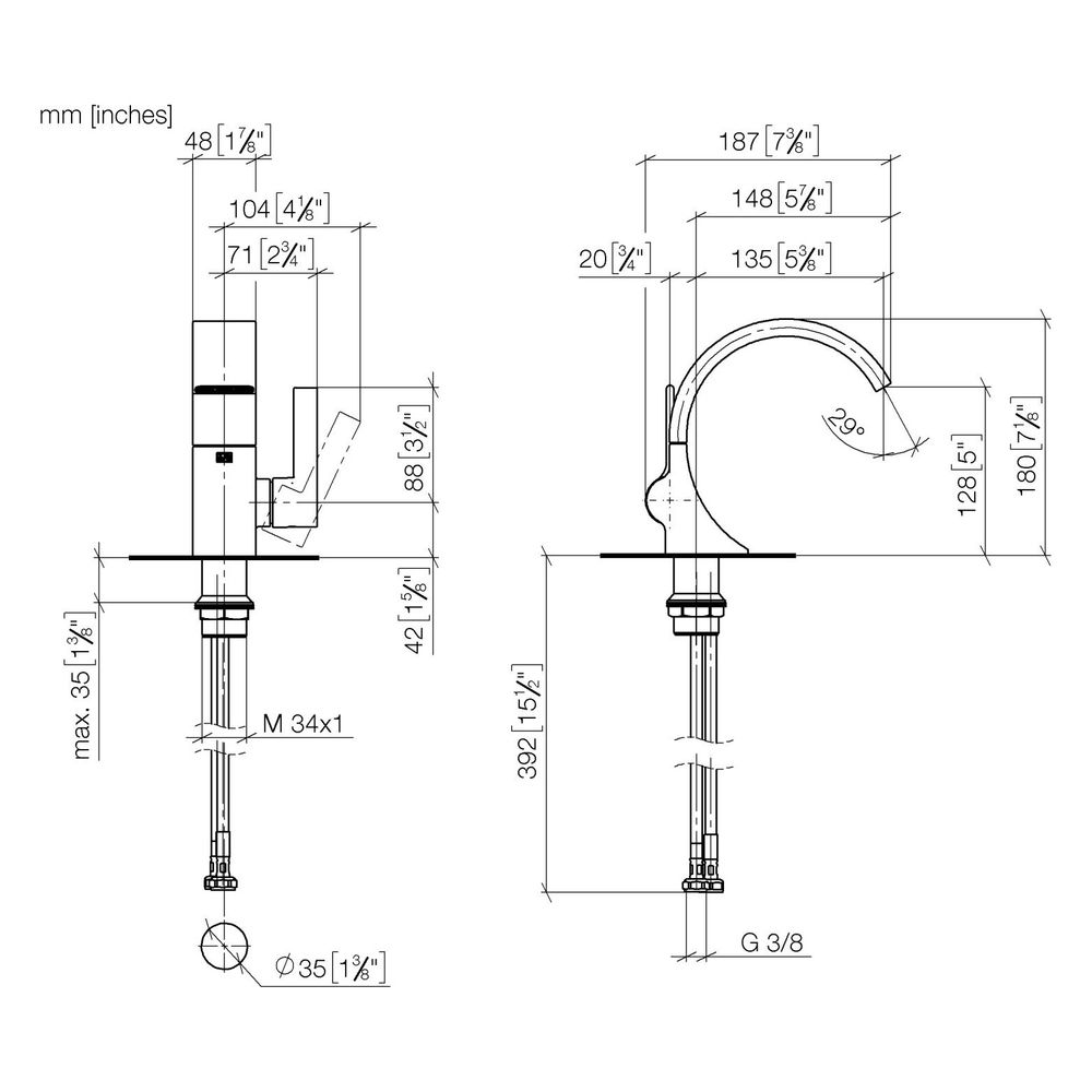 Dornbracht Waschtisch-Einhandbatterie CYO ohne Ablaufgarnitur Ausladung 143mm, ... DORNBRACHT-33521811-19 4099477129013 (Abb. 3)