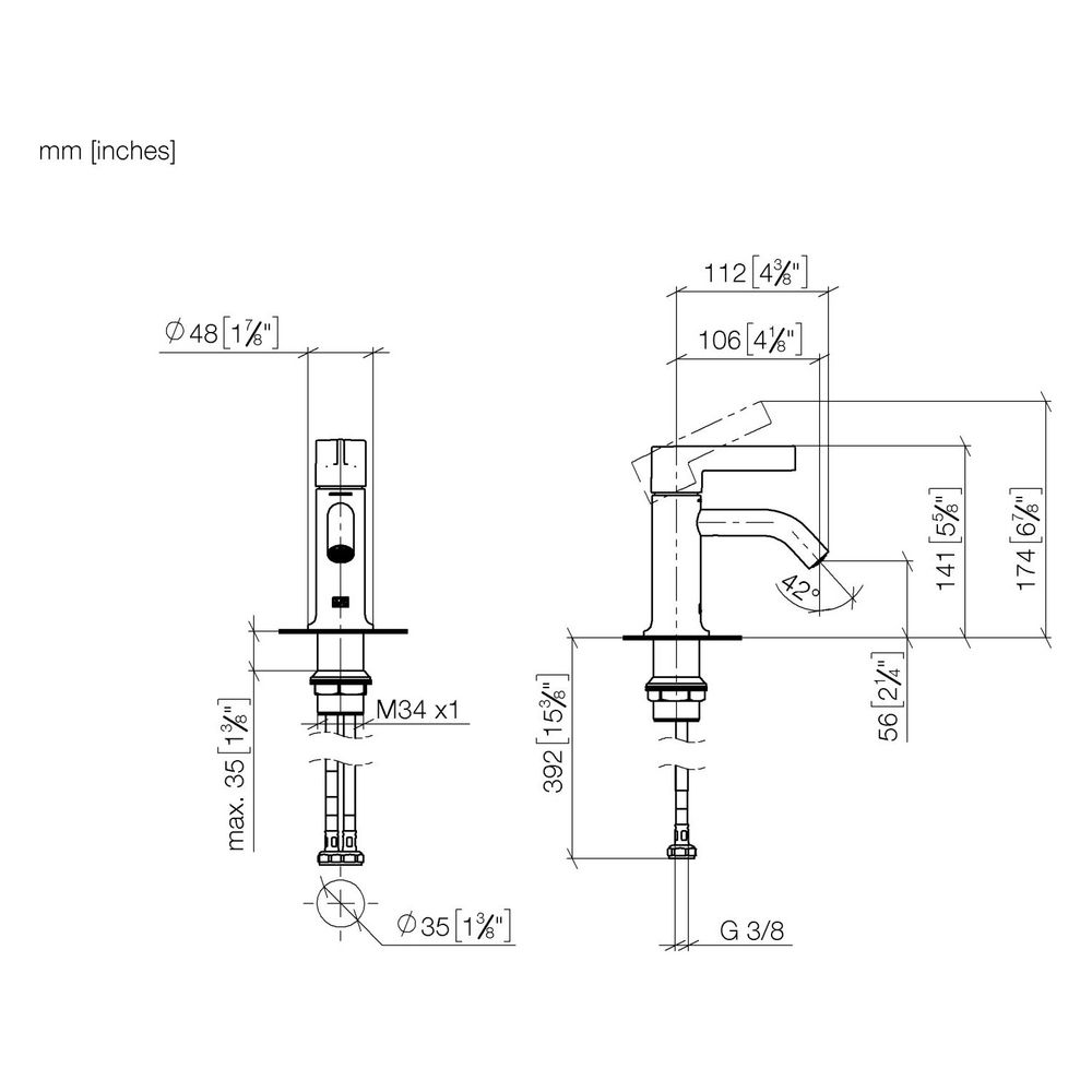 Dornbracht Waschtisch-Einhandbatterie Vaia o. Ablaufg., starr, Ausladung 106mm,... DORNBRACHT-33522809-43 4099477465746 (Abb. 3)
