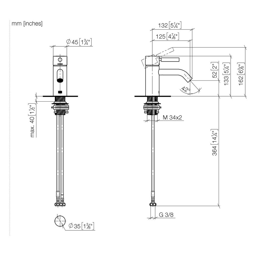 Dornbracht Waschtisch-Einhandbatterie Meta o. Ablaufg., Ausladung 125mm, starr,... DORNBRACHT-33526660-99 4099477238609 (Abb. 3)