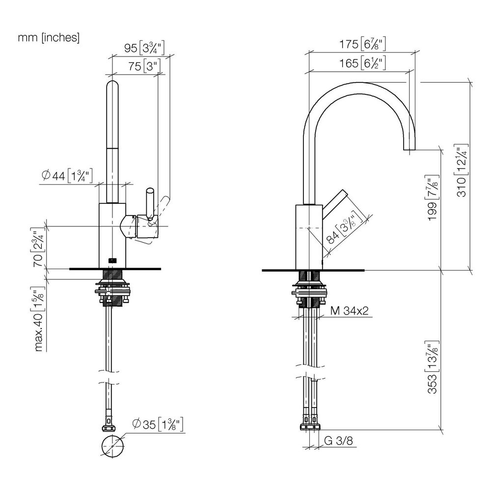 Dornbracht Waschtisch-Einhandbatterie Meta o. Ablaufg., Ausladung 165mm, schwen... DORNBRACHT-33565661-43 4099477465968 (Abb. 3)