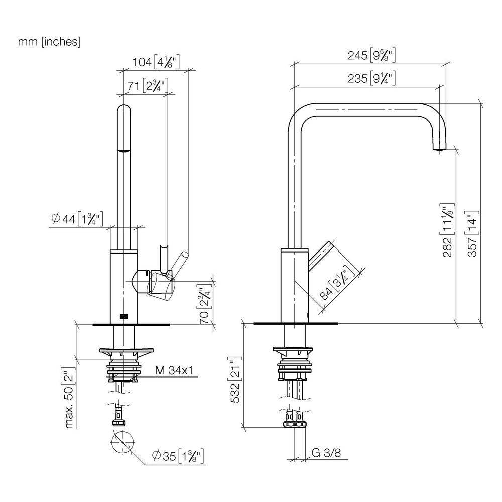 Dornbracht Einhebelmischer Meta Square schwenkbar, Ausladung 235mm, max. 8l/min... DORNBRACHT-33815861-39 4099477400754 (Abb. 3)