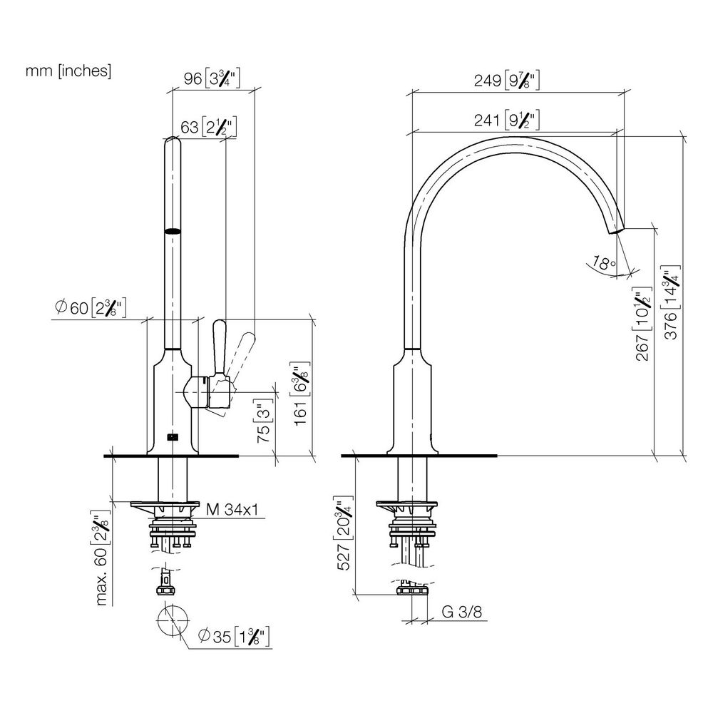 Dornbracht Einhebelmischer Vaia schwenkbar, Ausladung 241mm, max. 7l/min, Chrom... DORNBRACHT-33816809-00 4099477122458 (Abb. 4)