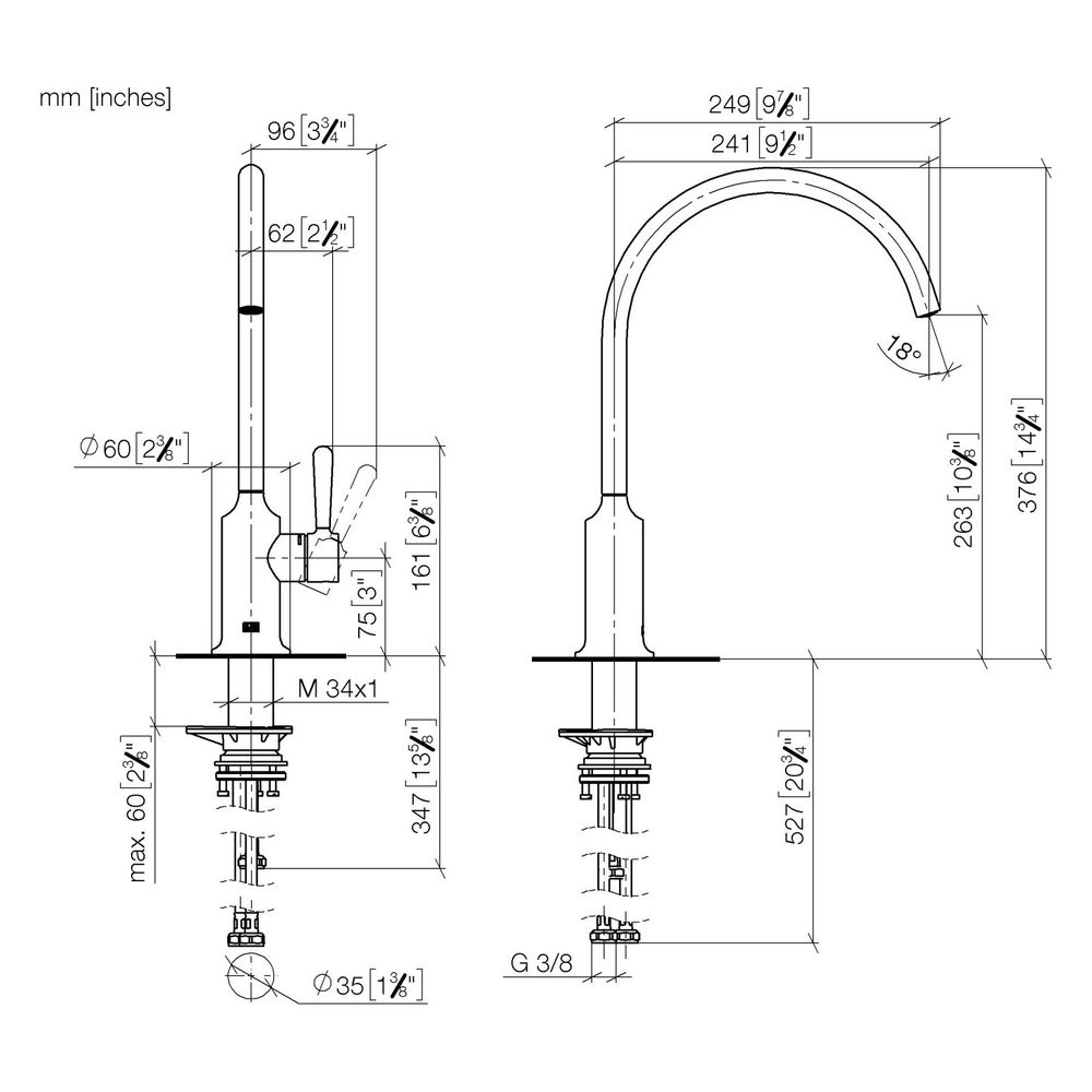 Dornbracht Einhebelmischer Vaia, für Spül-/Profibrause, Ausladung 241mm, max. 7... DORNBRACHT-33826809-39 4099477400839 (Abb. 3)