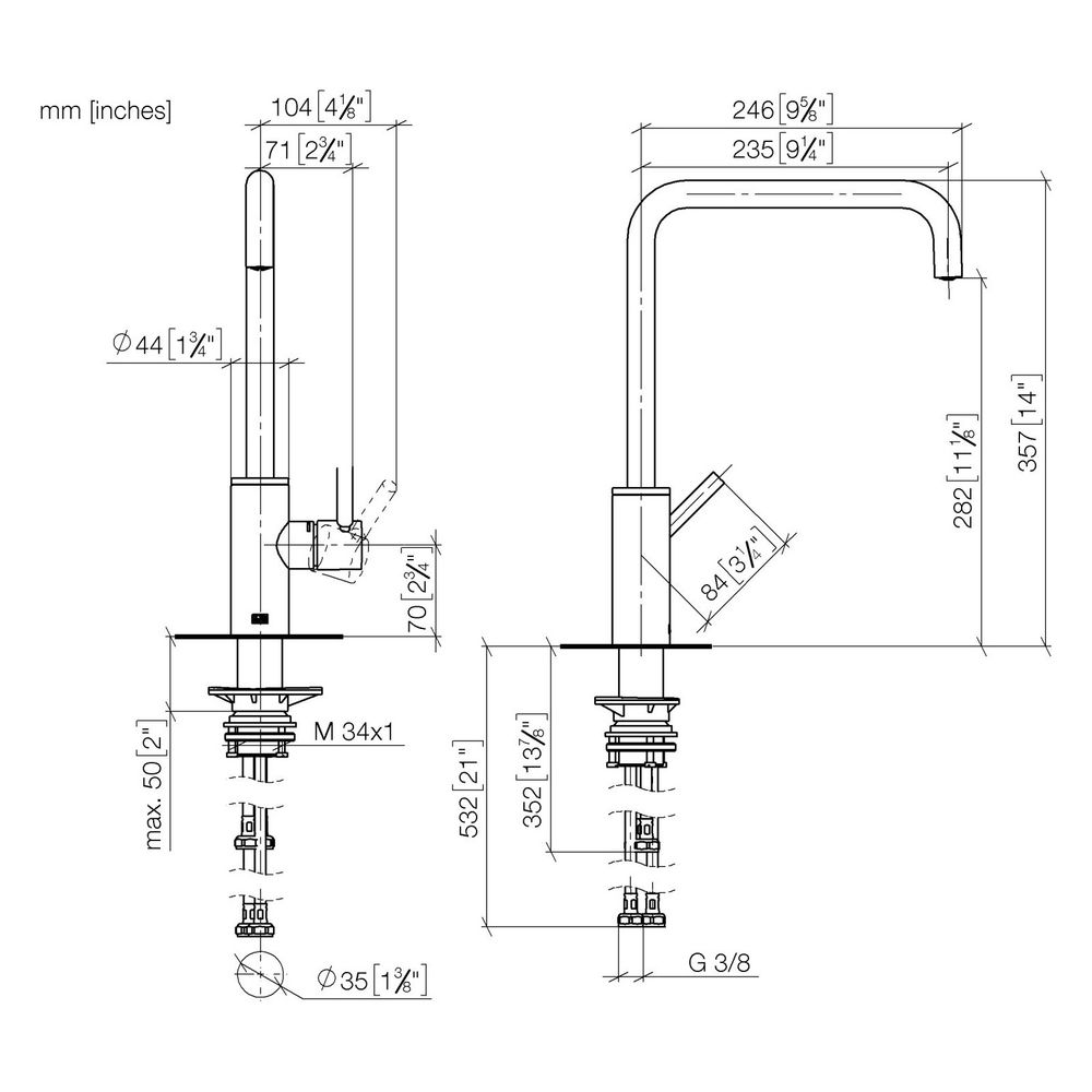 Dornbracht Einhebelmischer Meta Square, für Spül-/Profibrause, Ausladung 235mm,... DORNBRACHT-33826861-99 4099477100302 (Abb. 4)