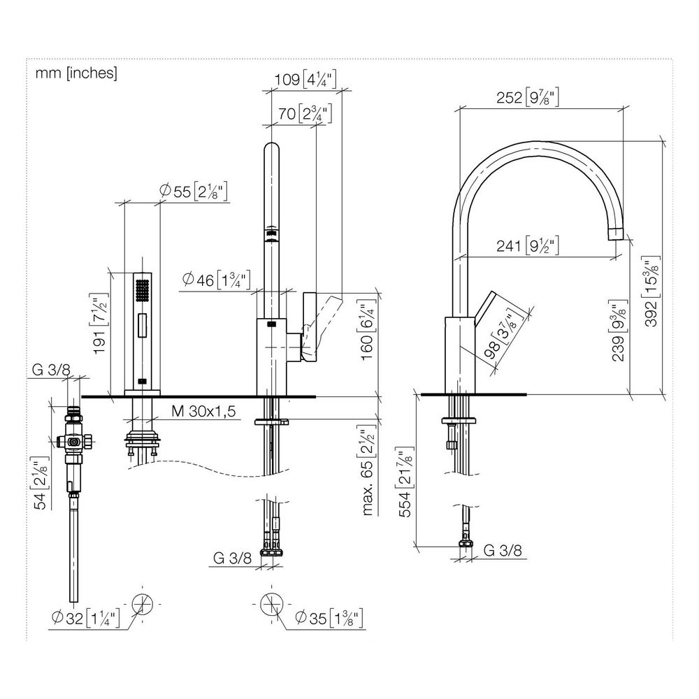 Dornbracht Einhebelmischer Tara Ultra, für Spül-/Profibrause, Ausladung 241mm, ... DORNBRACHT-33836875-06 4099477243276 (Abb. 3)