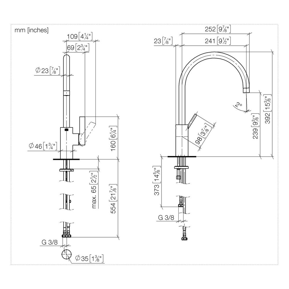 Dornbracht Einhebelmischer Tara Ultra, für Spül-/Profibrause, Ausladung 241mm, ... DORNBRACHT-33836875-99 4099477243474 (Abb. 3)