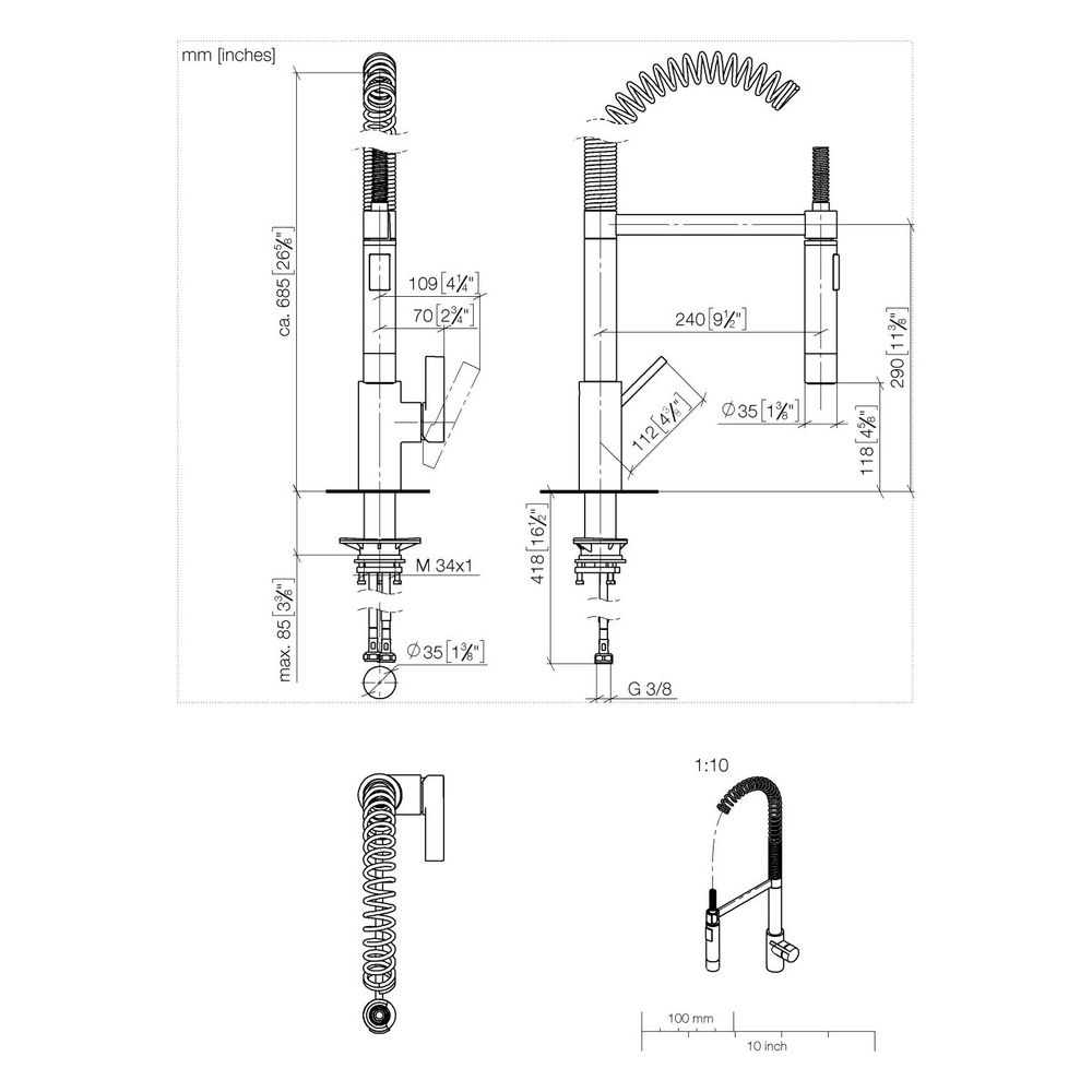 Dornbracht Einhebelmischer Tara Ultra Profi schwenkbar, Ausladung 240mm, max. 8... DORNBRACHT-33860875-42 4099477261683 (Abb. 3)