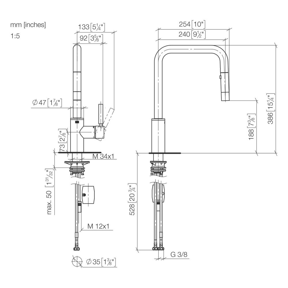 Dornbracht Einhebelmischer Meta Square Pull-down mit Brausefunktion, Ausladung ... DORNBRACHT-33870861-39 4099477400990 (Abb. 3)