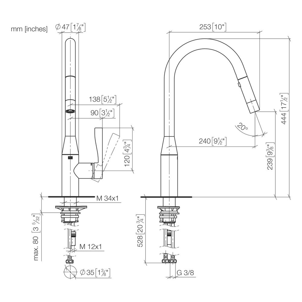 Dornbracht Einhebelmischer Sync Pull-down mit Brausefunktion, Ausladung 240mm, ... DORNBRACHT-33870895-39 4099477401058 (Abb. 3)