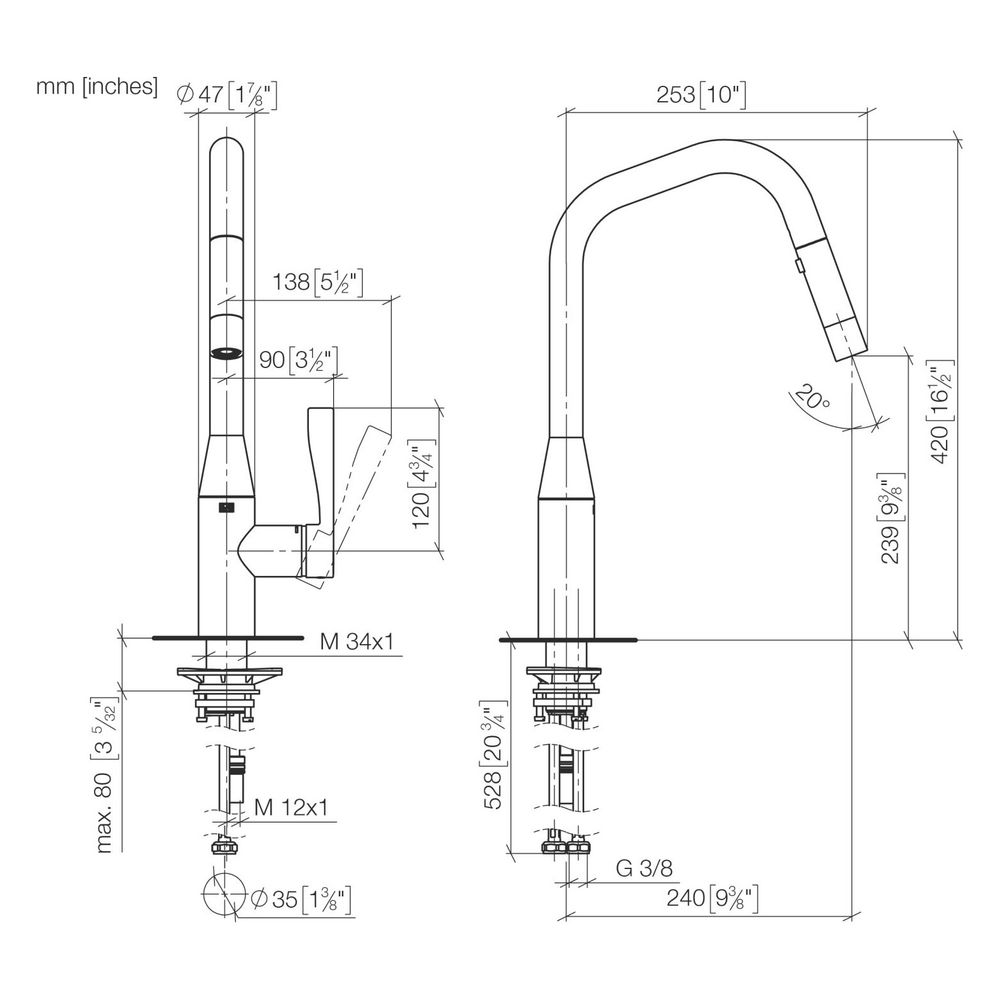 Dornbracht Einhebelmischer Sync Pull-down mit Brausefunktion, Ausladung 240mm, ... DORNBRACHT-33875895-39 4099477401072 (Abb. 3)
