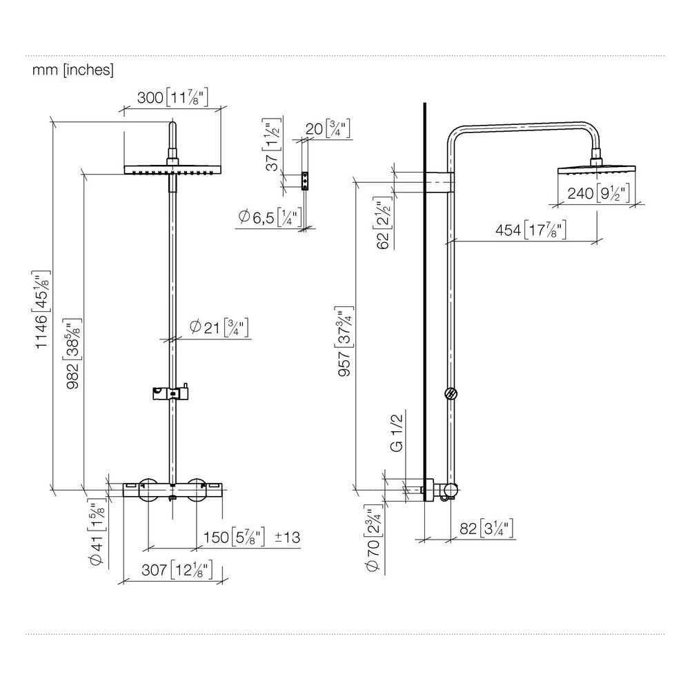 Dornbracht Showerpipe Symetrics mit Brause-Thermostat ohne Handbrause Regenbrau... DORNBRACHT-34464980-39 4099477513331 (Abb. 3)