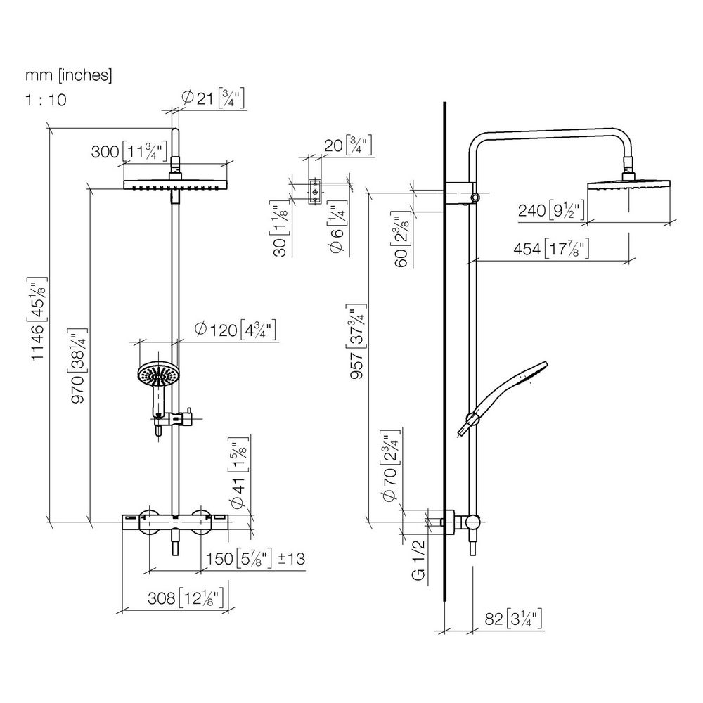 Dornbracht Showerpipe Symetrics mit Handbrause FlowReduce 300x240mm 6,8l/min, D... DORNBRACHT-34468980-19 4099477513577 (Abb. 3)