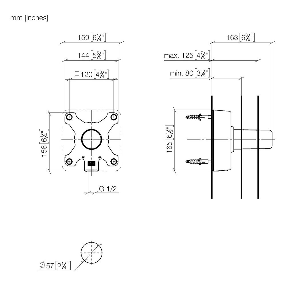 Dornbracht Unterputz-Wandwinkel Pot Filler Anschluss IG 1/2" Einbautiefe 80-125m... DORNBRACHT-3508797090 4029011825903 (Abb. 3)