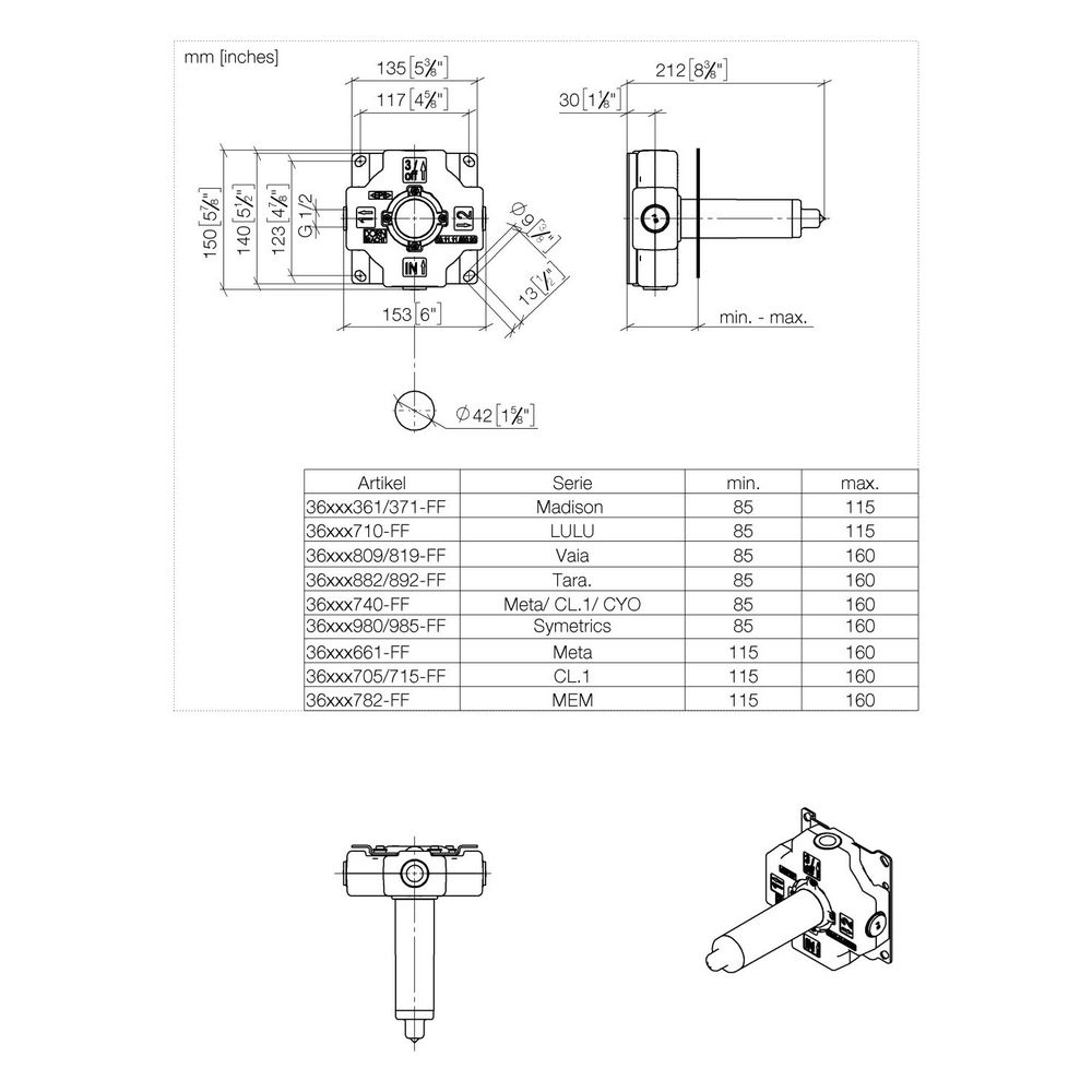 Dornbracht Unterputz-Zweiwege-Umstellung Messing bleifrei 1x Anschluss AG 1/2" 2... DORNBRACHT-3520297090 4029011966705 (Abb. 3)