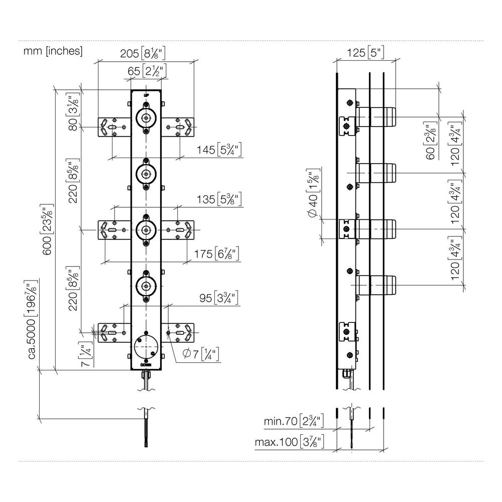 Dornbracht Unterputz-Wandeinbaukasten 4-fach, ohne Bedienelement, Einbautiefe 70... DORNBRACHT-3531197090 4099477380339 (Abb. 3)