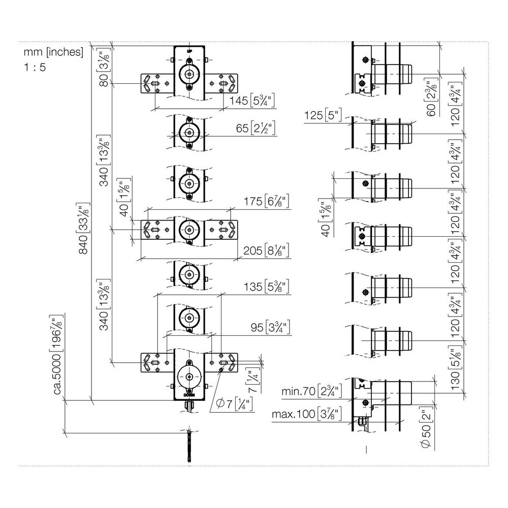Dornbracht Unterputz-Wandeinbaukasten 6-fach, mit Bedienelement, Einbautiefe 70-... DORNBRACHT-3531497090 4099477470634 (Abb. 3)