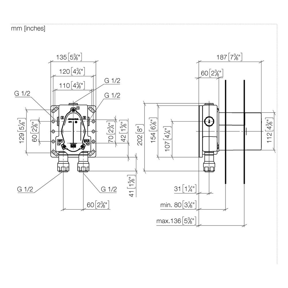 Dornbracht Unterputz-Thermostat für 36 427 SSS-FF bleifrei 2x Anschluss IG 1/2" ... DORNBRACHT-3542797090 4029011742118 (Abb. 3)