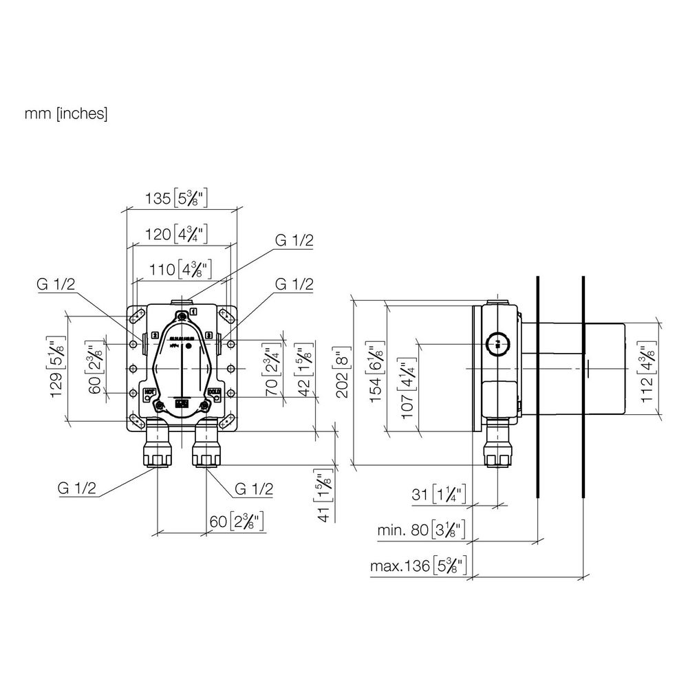 Dornbracht Unterputz-Thermostat mit Vorabsperrung für 36 427 SSS-FF bleifrei 2x ... DORNBRACHT-3542897090 4029011742125 (Abb. 3)