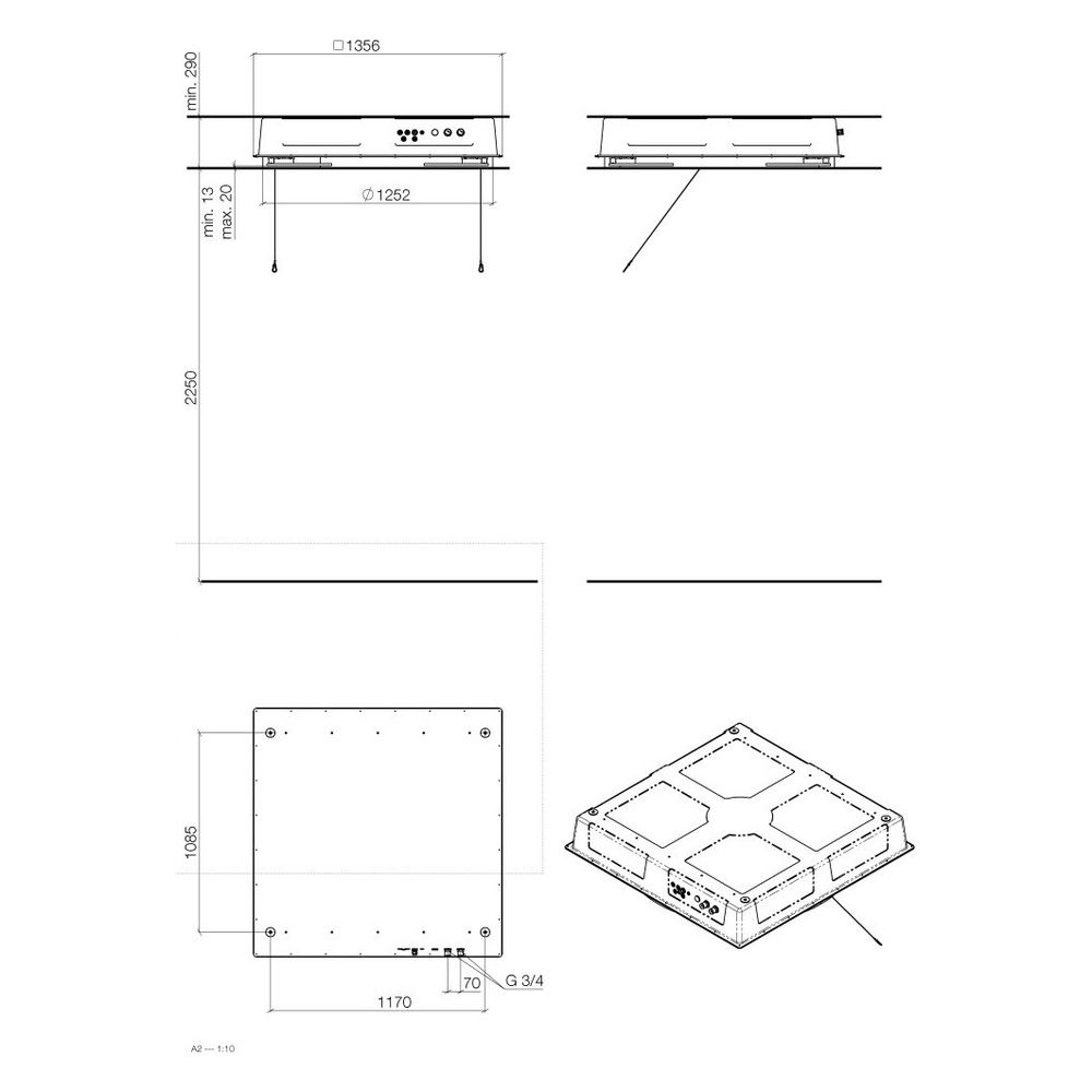 Dornbracht Unterputz-Deckeneinbaukasten Rainmoon 1356x1356x290mm 2 Strahlarten A... DORNBRACHT-3561097090 4029011820670 (Abb. 5)