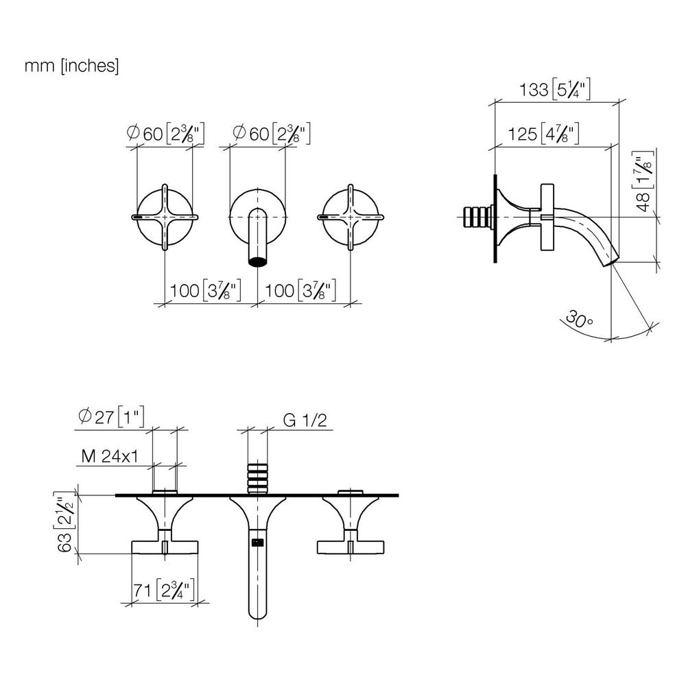 Dornbracht Waschtisch-Wandbatterie Vaia o. Ablaufg., starr, 125mm, 5,7l/min, Da... DORNBRACHT-36702809-39 4099477350387 (Abb. 3)