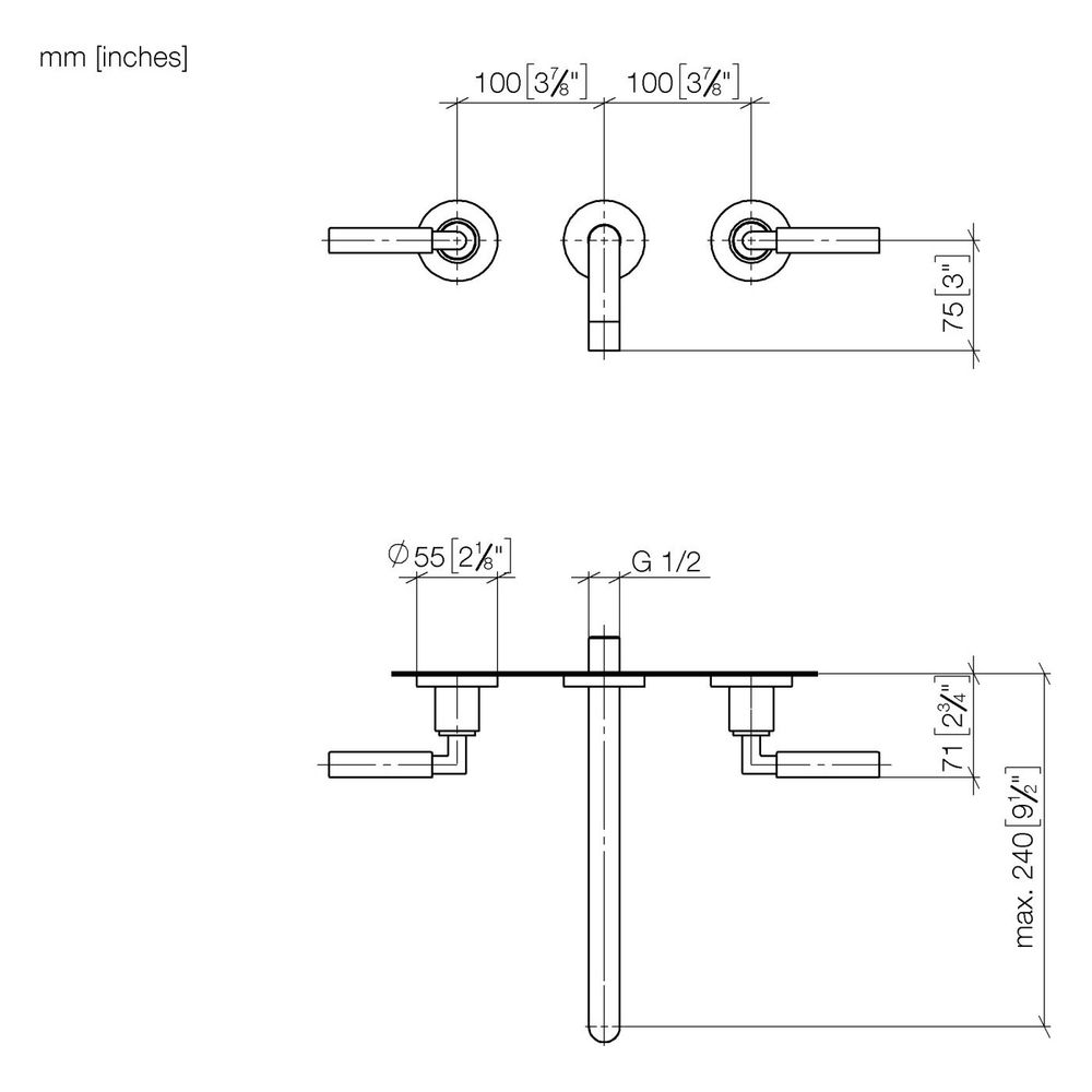 Dornbracht Waschtisch-Wandbatterie Tara o. Ablaufg., starr, 240mm, max. 7l/min,... DORNBRACHT-36717882-39 4099477350547 (Abb. 3)