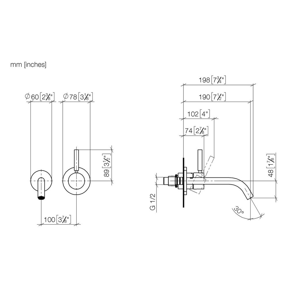 Dornbracht Waschtisch-Wand-Einhandbatterie Meta o. Ablaufg., Ausladung 190mm, s... DORNBRACHT-36860660-37 4099477439778 (Abb. 3)