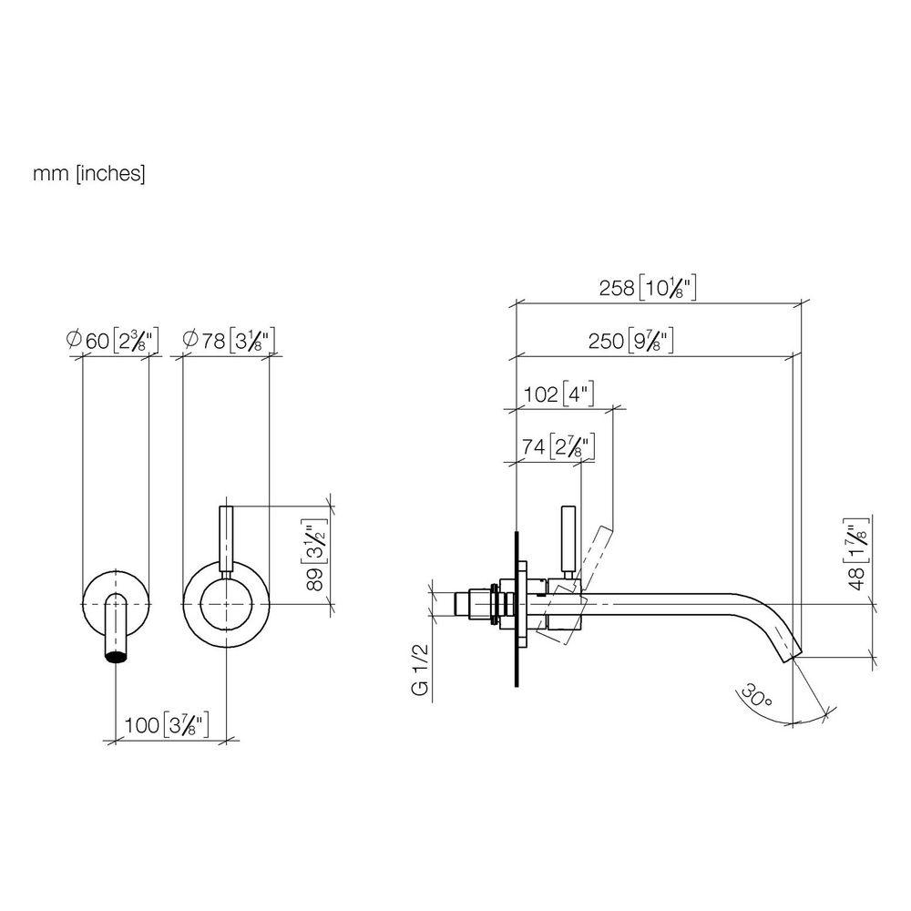 Dornbracht Waschtisch-Wand-Einhandbatterie Meta o. Ablaufg., Ausladung 250mm, s... DORNBRACHT-36861660-93 4029011948404 (Abb. 3)