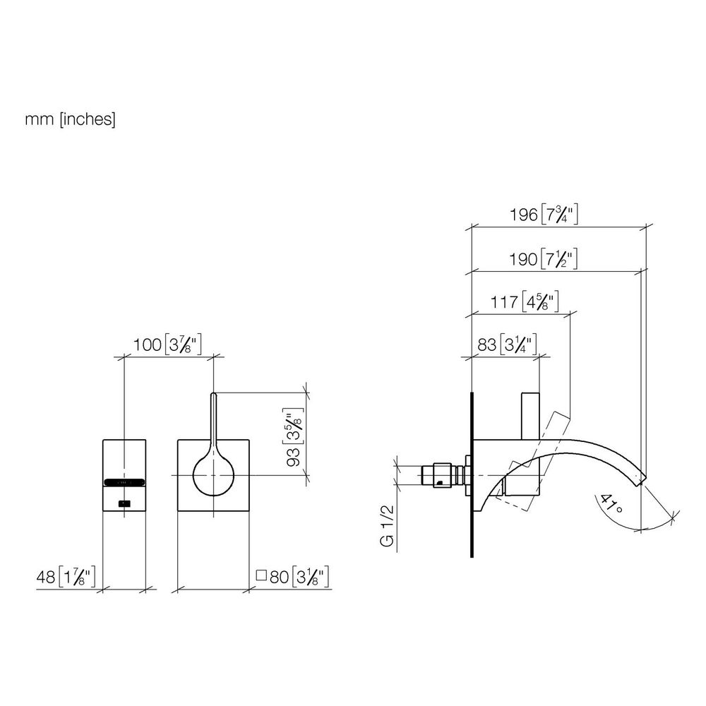 Dornbracht Waschtisch-Wand-Einhandbatterie CYO o. Ablaufg. Ausladung 190mm, Dar... DORNBRACHT-36861811-19 4099477129709 (Abb. 3)