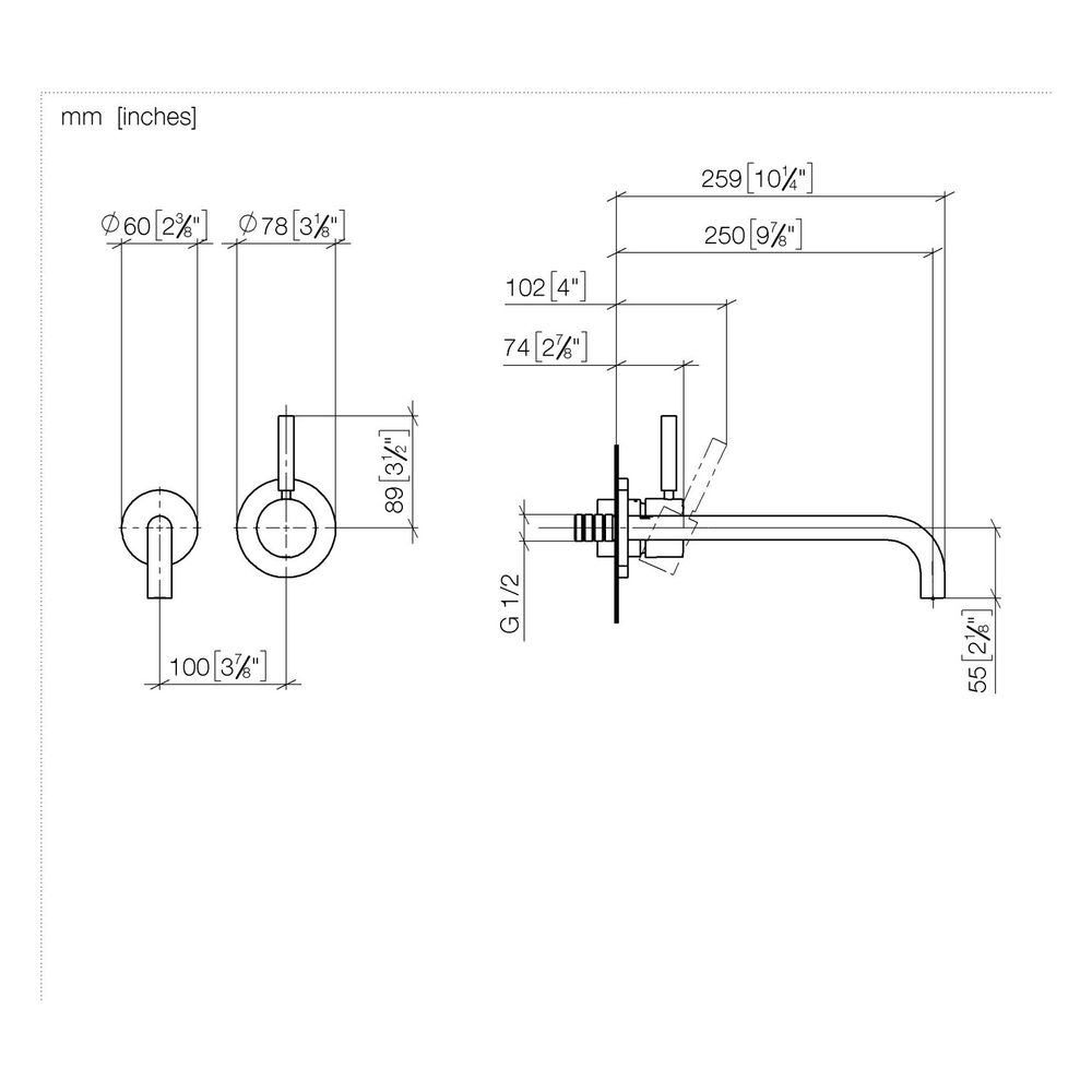 Dornbracht Waschtisch-Wand-Einhandbatterie Meta mit Einzelrosetten, Ausladung 2... DORNBRACHT-36863660-43 4099477467665 (Abb. 3)