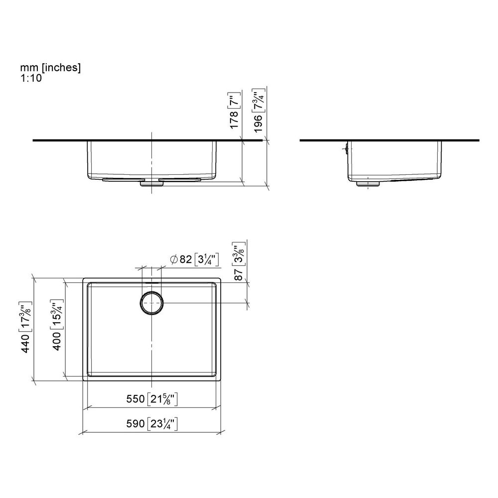Dornbracht Einzelbecken Unterbau Küchenbecken 550x400x175mm Beckentiefe 175mm, ... DORNBRACHT-38550004-86 4099477257815 (Abb. 3)