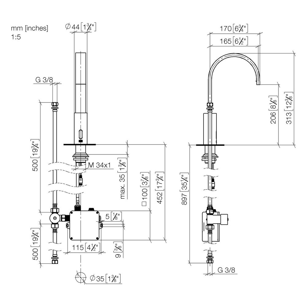 Dornbracht Waschtischarmatur Mem Touchfree, Standmontage, IR, starrer Ausl., Au... DORNBRACHT-44521782-08 4029011972461 (Abb. 3)