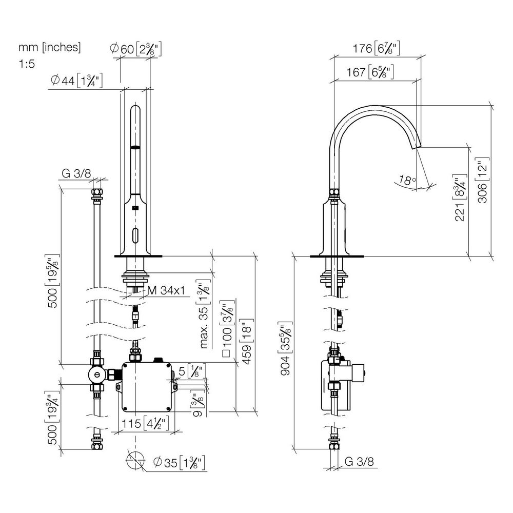 Dornbracht Waschtischarmatur Vaia, elektronische Öffnungs-/Schließfunktion, IR,... DORNBRACHT-44521809-27 4099477223285 (Abb. 3)