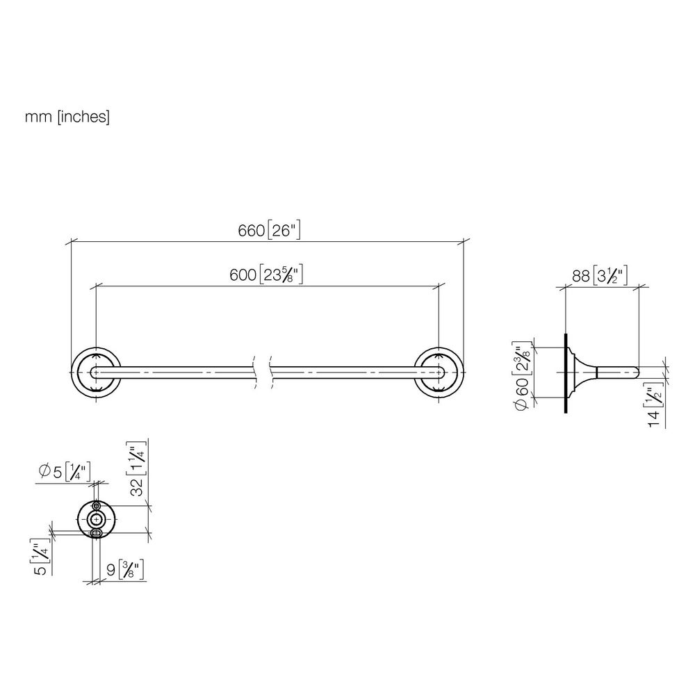Dornbracht Badetuchhalter Vaia, 600mm Stichmaß, 660x60x88mm, Dark Bronze gebürs... DORNBRACHT-83060809-43 4099477467900 (Abb. 3)
