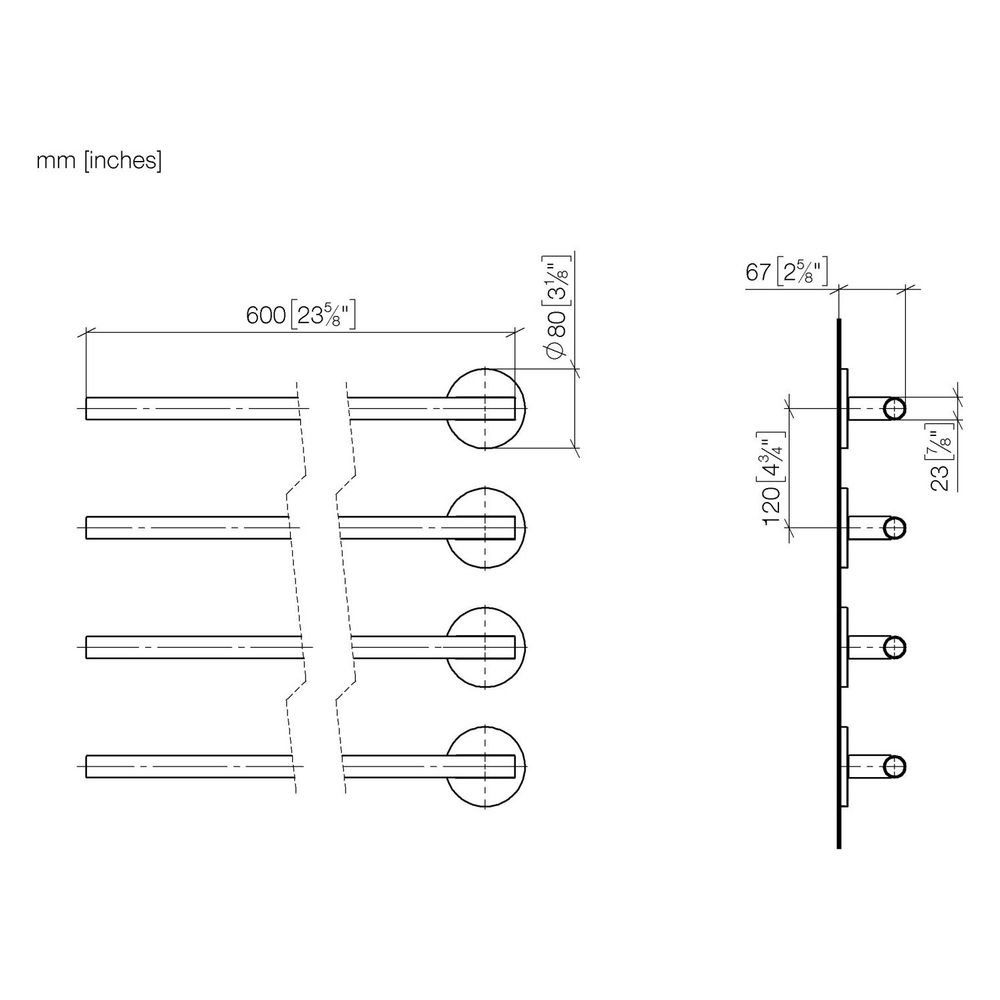 Dornbracht Handtuchwärmer 4-fach Ausladung links ohne Bedienelement IP 44 610x4... DORNBRACHT-83304979-19 4099477376325 (Abb. 3)