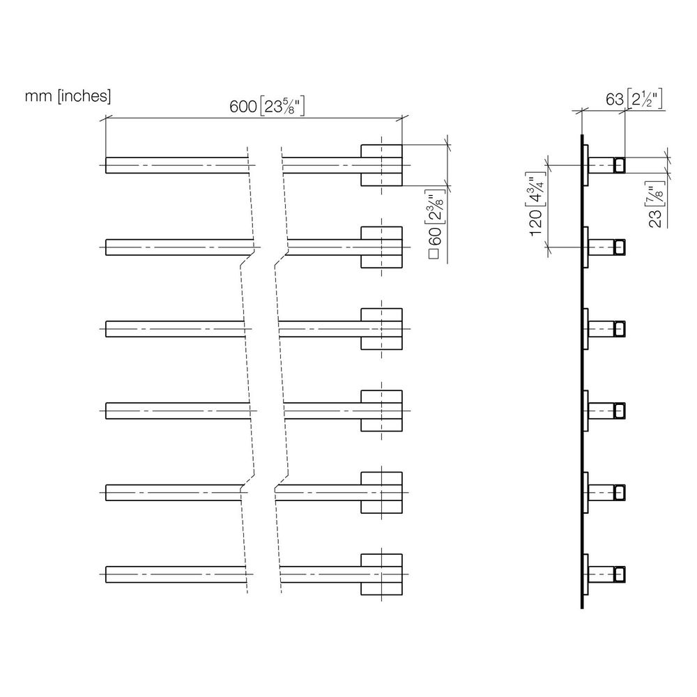Dornbracht Handtuchwärmer 6-fach Ausladung links ohne Bedienelement IP 44 600x6... DORNBRACHT-83306980-00 4099477353180 (Abb. 3)