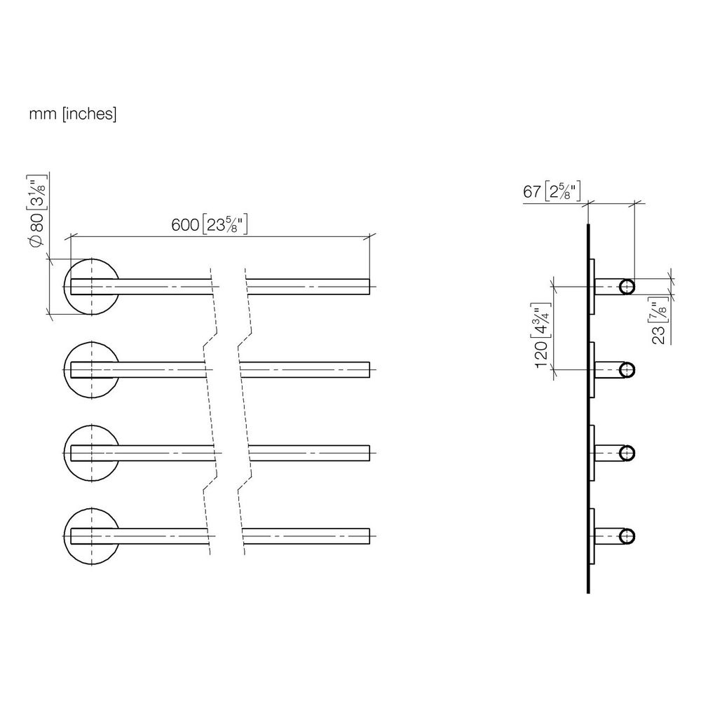 Dornbracht Handtuchwärmer 4-fach Ausladung rechts ohne Bedienelement IP 44 610x... DORNBRACHT-83314979-99 4099477376516 (Abb. 3)