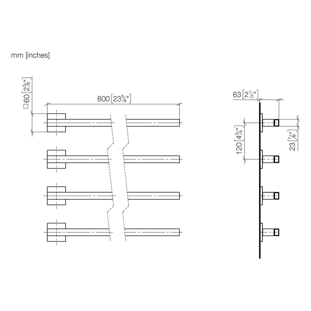 Dornbracht Handtuchwärmer 4-fach Ausladung rechts ohne Bedienelement IP 44 600x... DORNBRACHT-83314980-99 4099477376554 (Abb. 3)