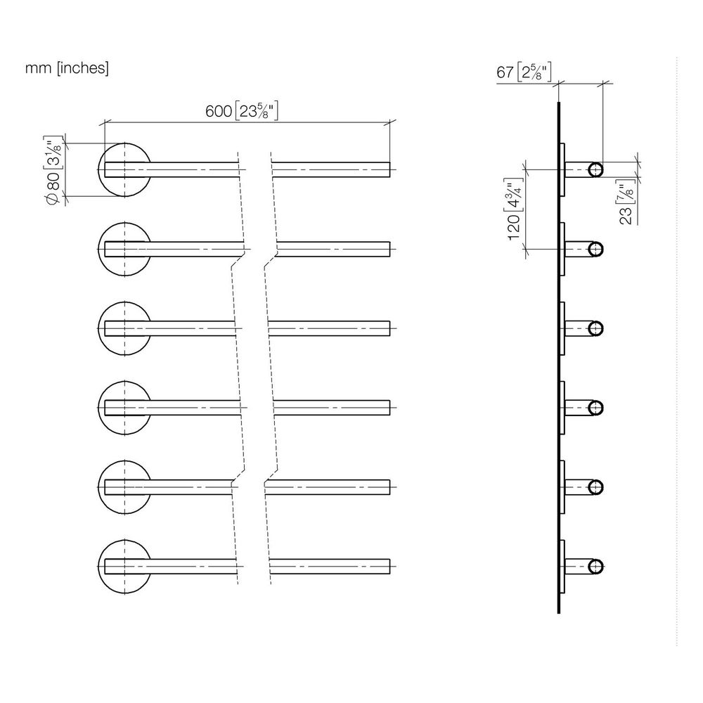 Dornbracht Handtuchwärmer 6-fach Ausladung rechts ohne Bedienelement IP 44 610x... DORNBRACHT-83316979-93 4099477353258 (Abb. 3)