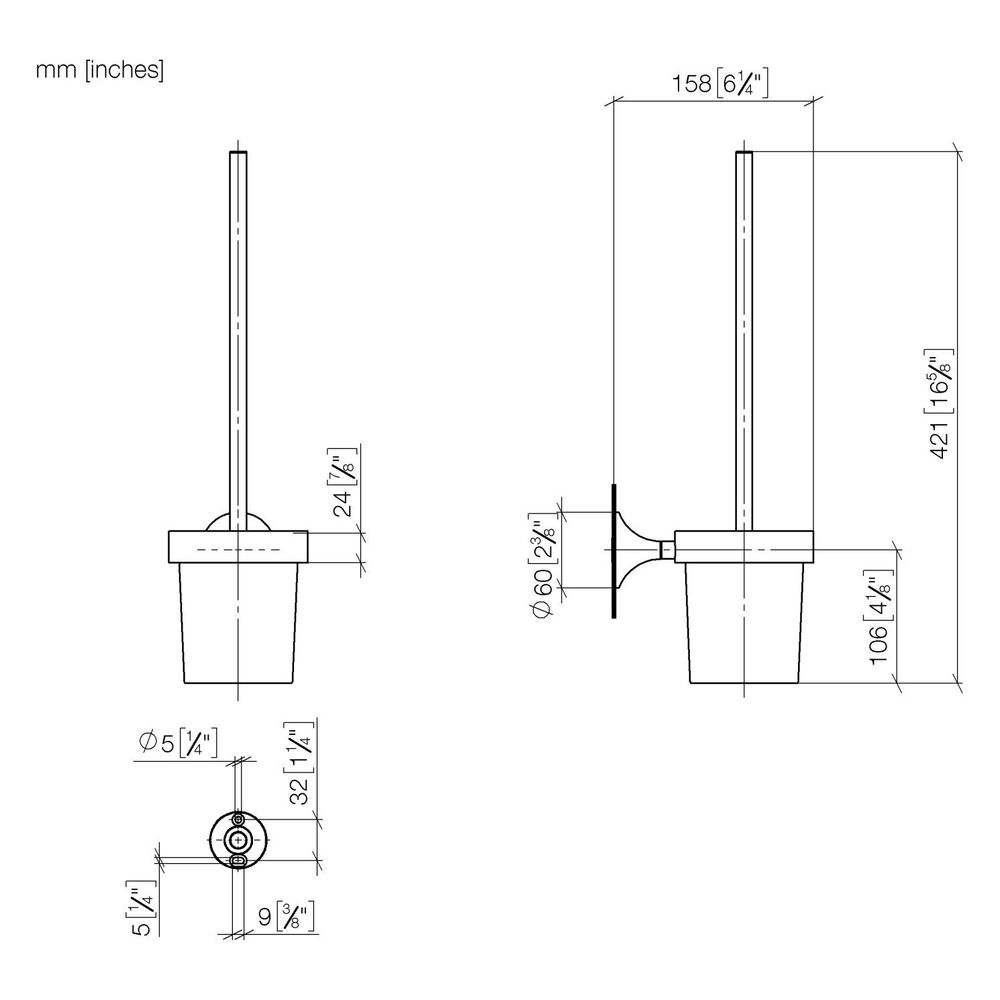 Dornbracht Toiletten-Bürstengarnitur Vaia Wandmodell, Ausladung 158mm, Kristall... DORNBRACHT-83900809-43 4099477468198 (Abb. 3)