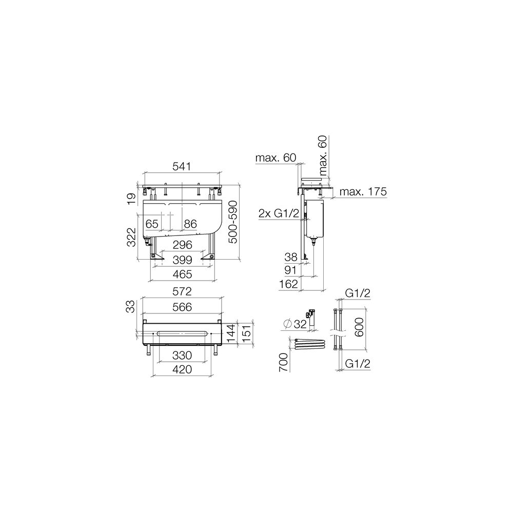 Dornbracht Montagesystem Perfecto höhenjustierbar G 1/2" Montageplatte 566x144mm... DORNBRACHT-1261497090 4029011706233 (Abb. 4)